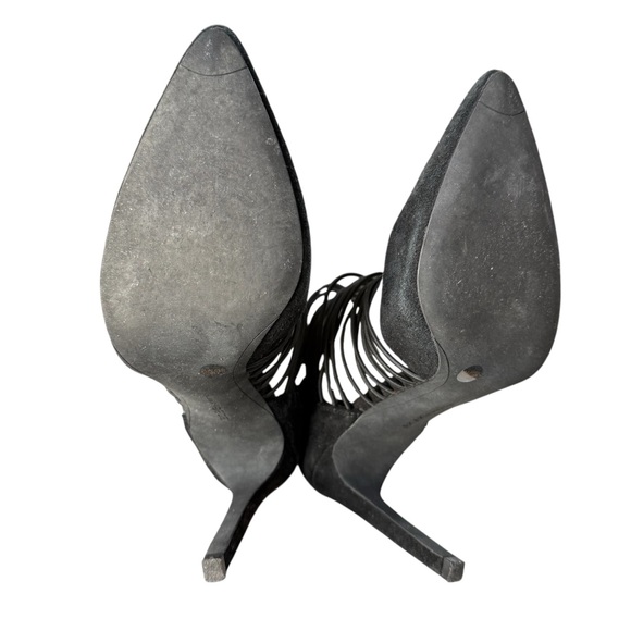 BCBGeneration Caliko Black Suede Stiletto Cage Heels Strappy Pumps Womens Size 9 - Picture 10 of 11